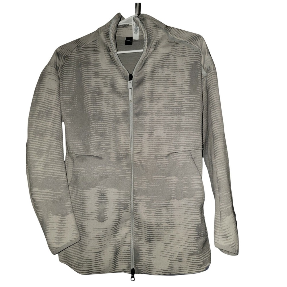 Adidas Full Zip Jacket Athletic Athleisure Gray‎ Textured Pattern Men's Size S